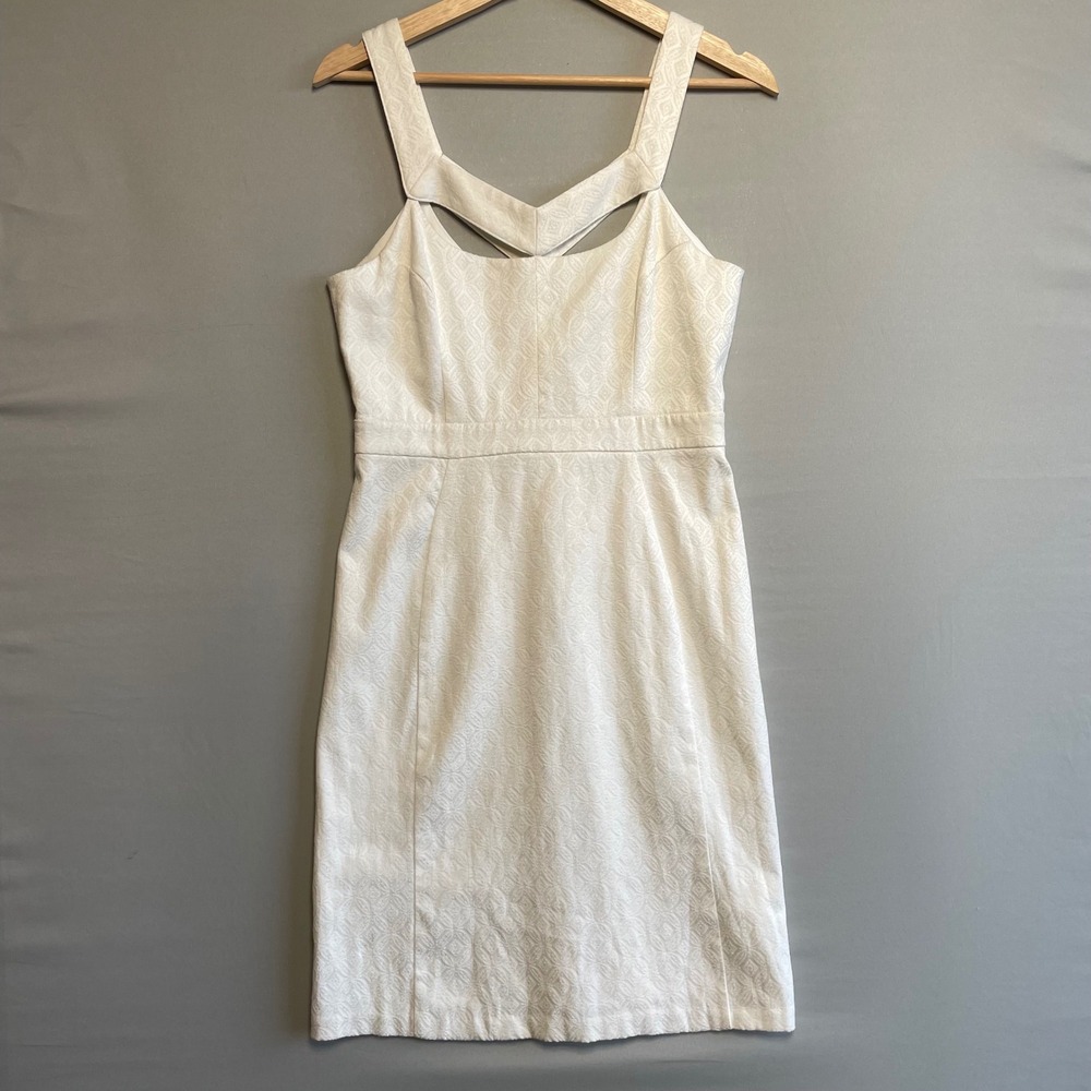 Maeve White Textured Cutout Sheath Dress Size 6 Knee Length Bodycon Party